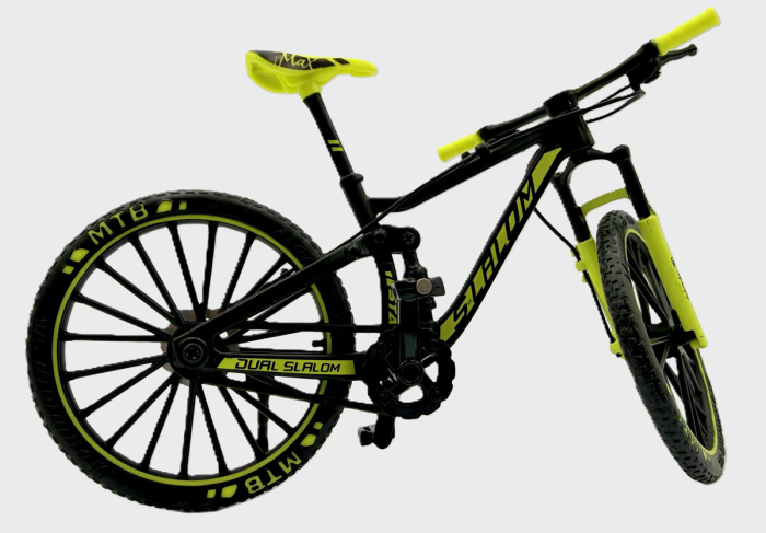 Machetă bicicletă MTB Slalom 1:10 galben fluorescent Golden Wheel 05B – miniatură cu părți mobile [4]