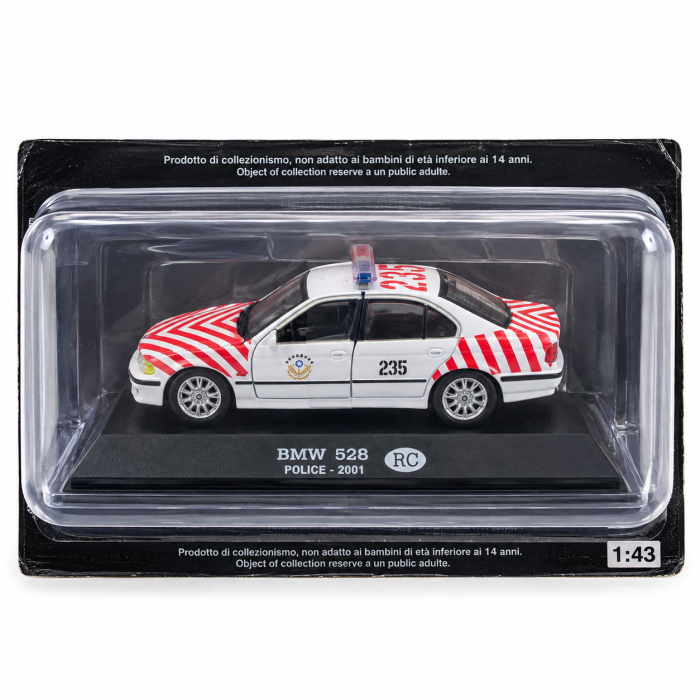 Macheta BMW 528 (E39) Politie Taiwan 2001 alb cu rosu, scara 1:43, DeAgostini [7]
