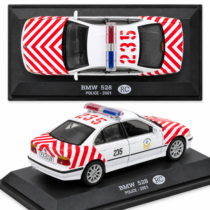 Macheta BMW 528 (E39) Politie Taiwan 2001 alb cu rosu, scara 1:43, DeAgostini [5]