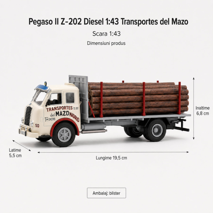 Macheta camion Pegaso II Z-202 Diesel Transportes del Mazo 1959, crem, cu busteni, scara 1:43 [3]