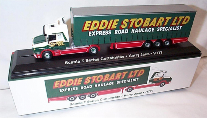 Macheta Camion remorca cu prelata Scania T Kerry Jane, H777, Eddie Stobart, scara 1/76, Atlas Edition [5]