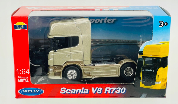 Macheta Cap Tractor Scania V8 R730 2 axe auriu, scara 1:64, Welly [4]