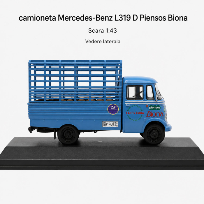 Macheta camioneta Mercedes-Benz L319 D Biona 1963, albastra, scara 1:43 [3]