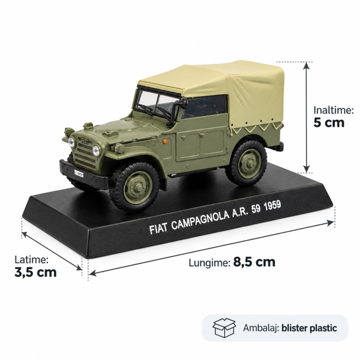 Macheta Carabinieri Fiat Campagnola A.R. 59 1959 verde, scara 1:43, Atlas [2]
