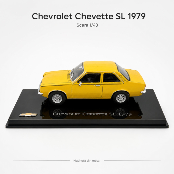 Macheta Chevrolet Chevette SL 1979 galbena, scara 1:43, cu vitrina plexiglas [2]