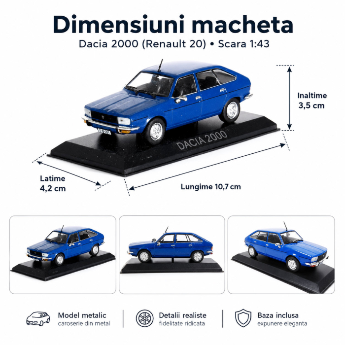 Macheta Dacia 2000 1982 (Renault 20), scara 1:43, De Agostini, albastru [3]