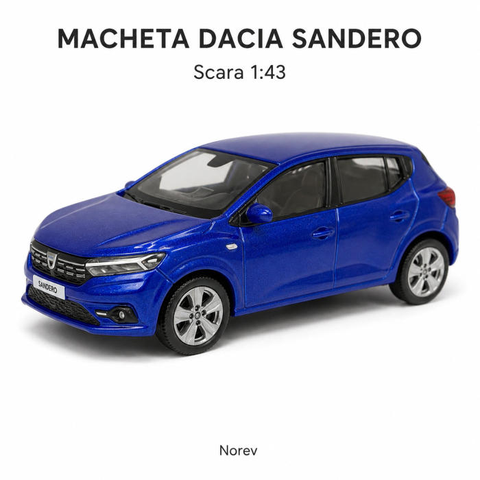Macheta Dacia Sandero 1:43 Norev – Dealer Model, Bleu Iron [3]