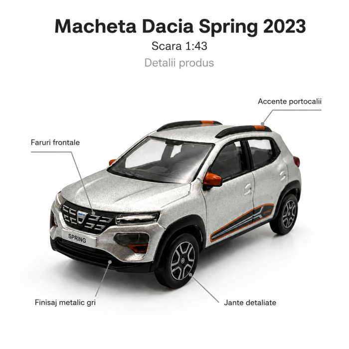 Macheta Dacia Spring 2023 1:43 Norev – Dealer Model, gri [3]