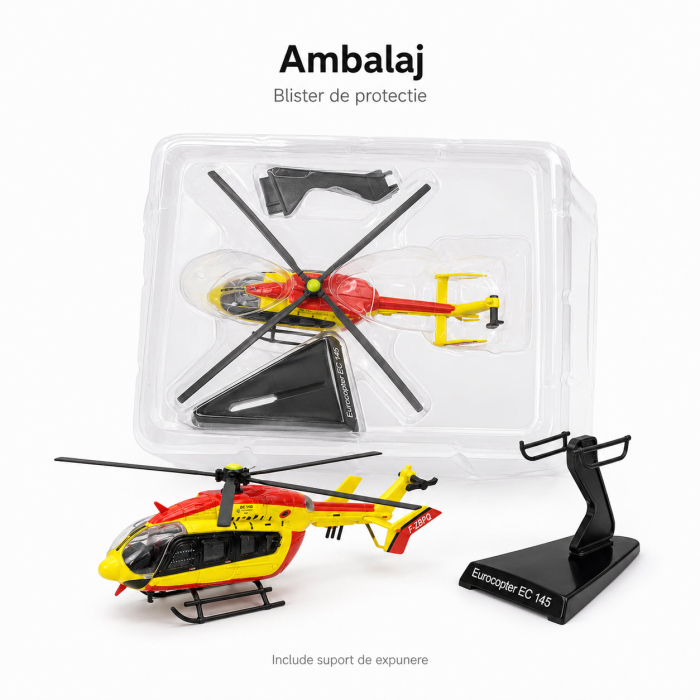 Macheta elicopter pompieri Eurocopter EC145 galben cu rosu, scara 1:90, Del Prado [6]