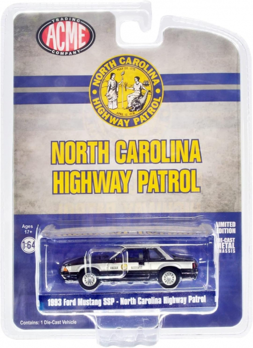 Macheta Ford Mustang SSP 1993 - North Carolina Highway Patrol – ACME 51495, scara 1:64 [3]