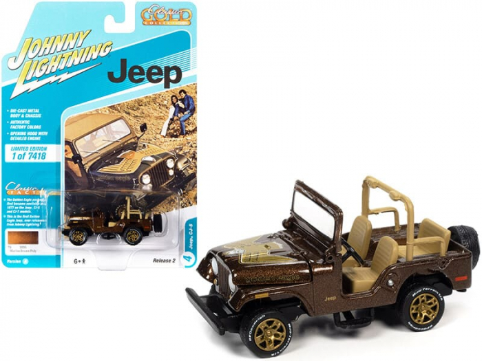 Macheta Jeep CJ-5 maro închis cu grafică Golden Eagle, 1:64 Johnny Lightning [1]