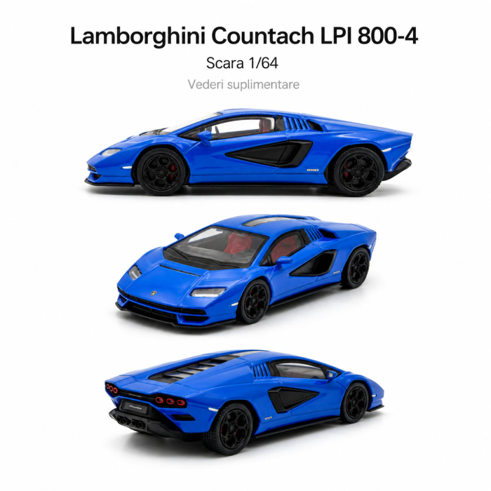 Macheta Lamborghini Countach LPI 800-4 Albastru 1:64 Kinsmart Hypercar League Collection cu vitrina plexiglas [3]