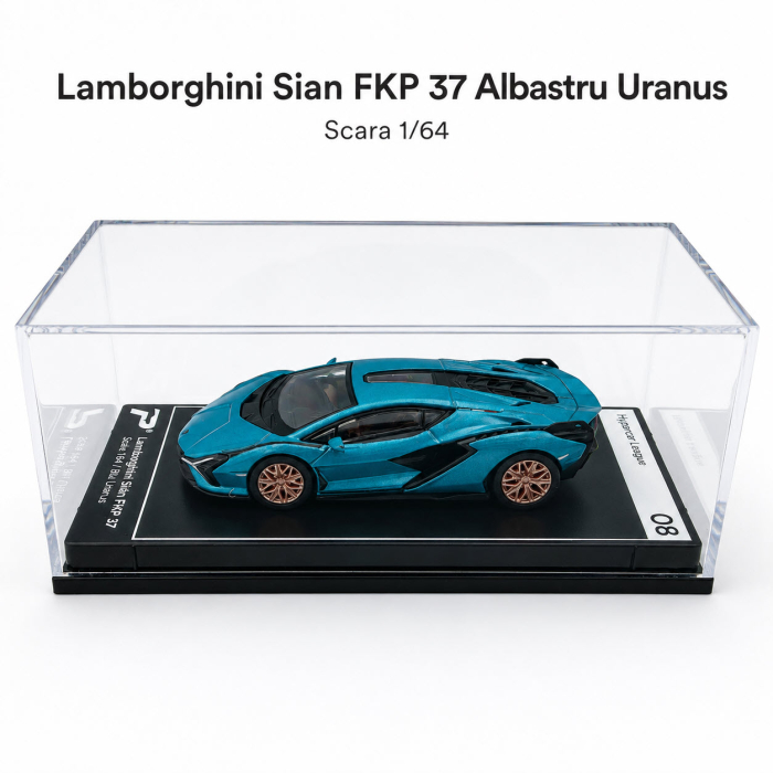 Macheta Lamborghini Sian FKP 37 Albastru Uranus, scara 1:64, Kinsmart, Hypercar League Collection [7]