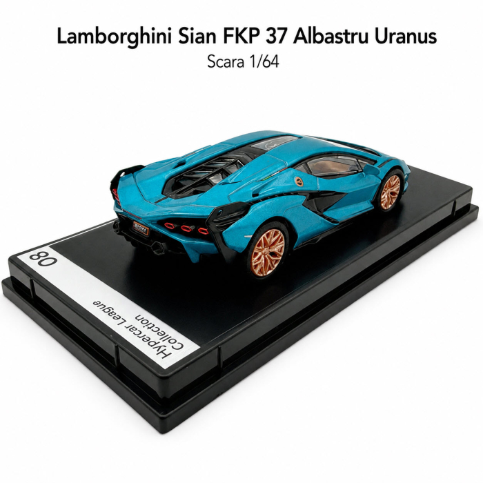 Macheta Lamborghini Sian FKP 37 Albastru Uranus, scara 1:64, Kinsmart, Hypercar League Collection [3]