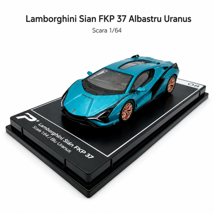 Macheta Lamborghini Sian FKP 37 Albastru Uranus, scara 1:64, Kinsmart, Hypercar League Collection [2]