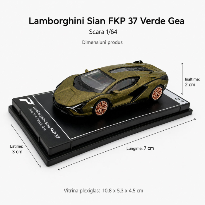 Macheta Lamborghini Sian FKP 37 Verde Gea, scara 1:64, Kinsmart, Hypercar League Collection [3]