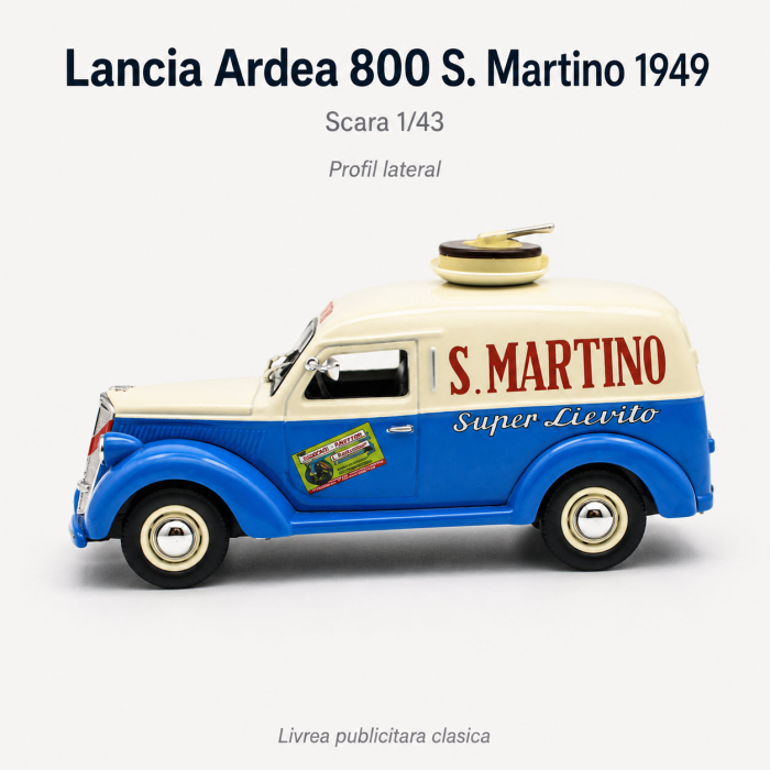 Macheta Lancia Ardea 800 Furgoncino S. Martino 1949, albastru cu crem, cu vitrina plexiglas, scara 1:43 [5]