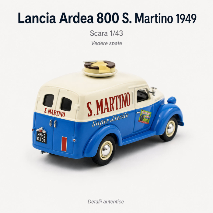 Macheta Lancia Ardea 800 Furgoncino S. Martino 1949, albastru cu crem, cu vitrina plexiglas, scara 1:43 [6]