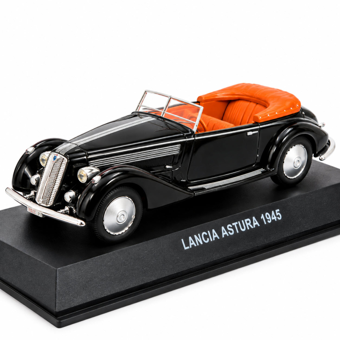 Macheta Lancia Astura Cabriolet 1945 neagra cu interior portocaliu, scara 1:43, DeAgostini [2]