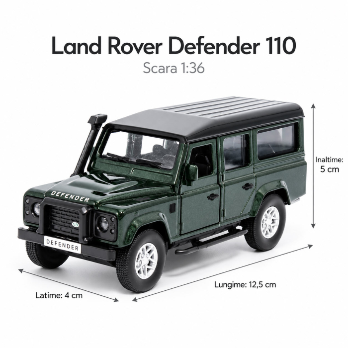 Macheta Land Rover Defender 110 Verde Inchis, Scara 1:36, Tayumo, Pull-Back [3]