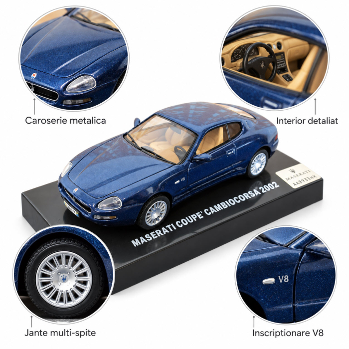 Macheta Maserati Coupe Cambiocorsa 2002 Albastru Metalizat, Scara 1:43, DeAgostini [5]