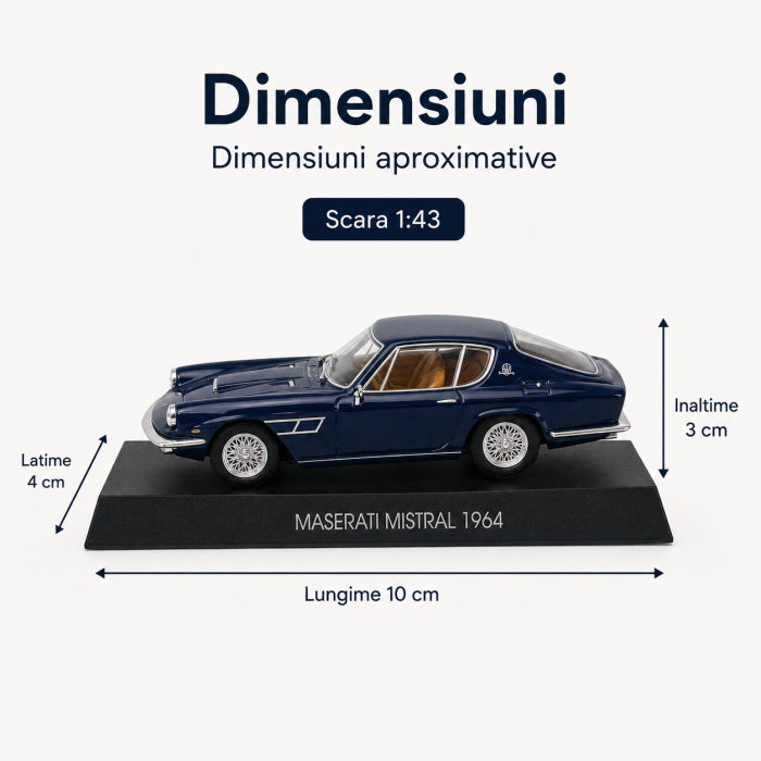 Macheta Maserati Mistral 1964 bleumarin, scara 1:43, Atlas, cu postament [2]