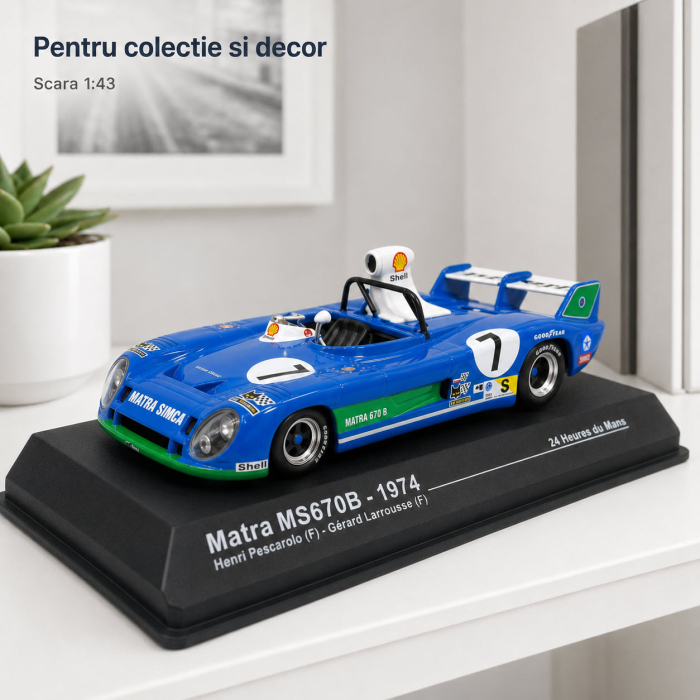 Macheta Matra MS670B 24H Le Mans 1974 H. Pescarolo, scara 1:43, Atlas, vitrina plexiglas [5]