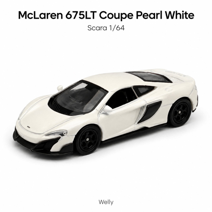 Macheta McLaren 675LT Coupe Pearl White, scara 1:64, Welly [2]