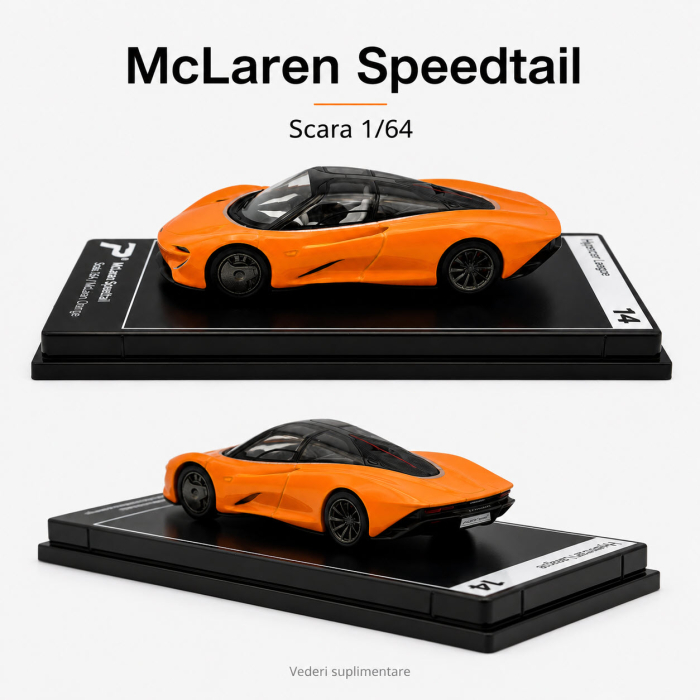Macheta McLaren Speedtail portocaliu, scara 1:64, Kinsmart, Hypercar League Collection [6]