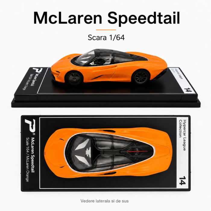 Macheta McLaren Speedtail portocaliu, scara 1:64, Kinsmart, Hypercar League Collection [5]