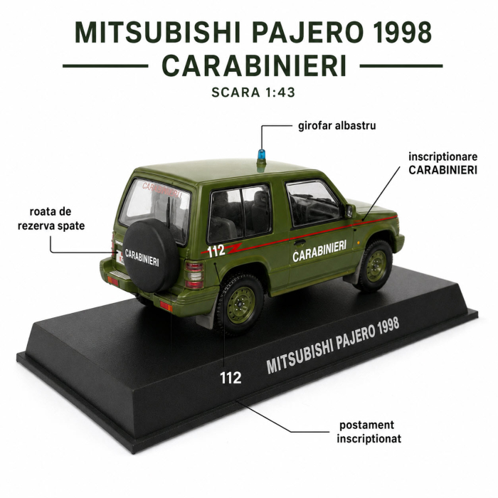 Macheta Mitsubishi Pajero 1998 Carabinieri verde, De Agostini, scara 1:43 [3]
