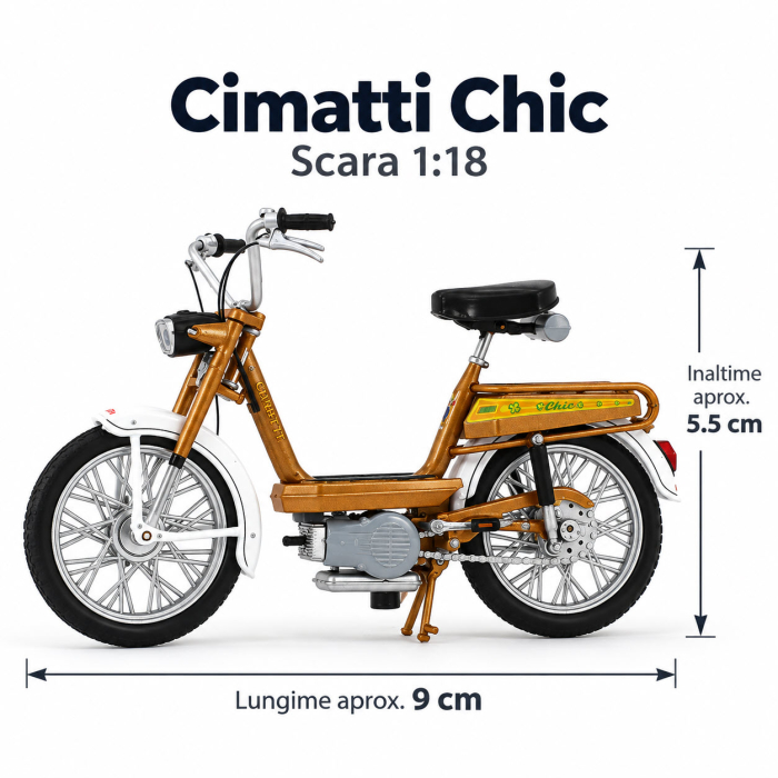 Macheta Moped Vintage Cimatti Chic Maro-Auriu, Scara 1:18, Leo Models [2]