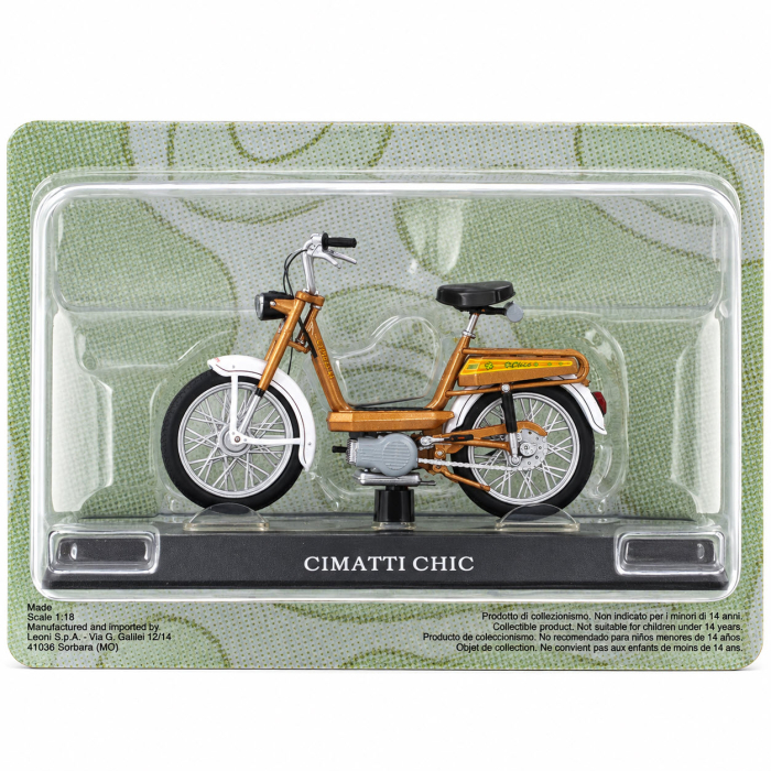Macheta Moped Vintage Cimatti Chic Maro-Auriu, Scara 1:18, Leo Models [6]