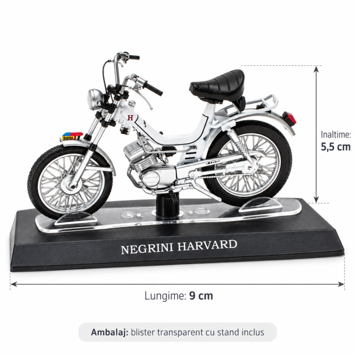 Macheta Moped Vintage Negrini Harvard Alb, scara 1:18, Leo Models, Passione Motorini [3]