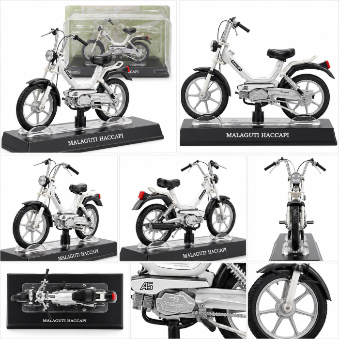 Macheta moto Malaguti Haccapi alb, scara 1:18, Leo Models, Passione Motorini [6]