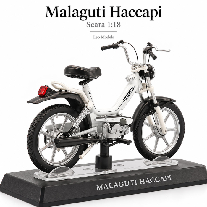 Macheta moto Malaguti Haccapi alb, scara 1:18, Leo Models, Passione Motorini [5]