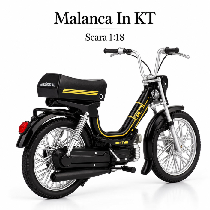Macheta Moto Malanca In KT Negru cu Accente Galbene, Scara 1:18, Leo Models [6]