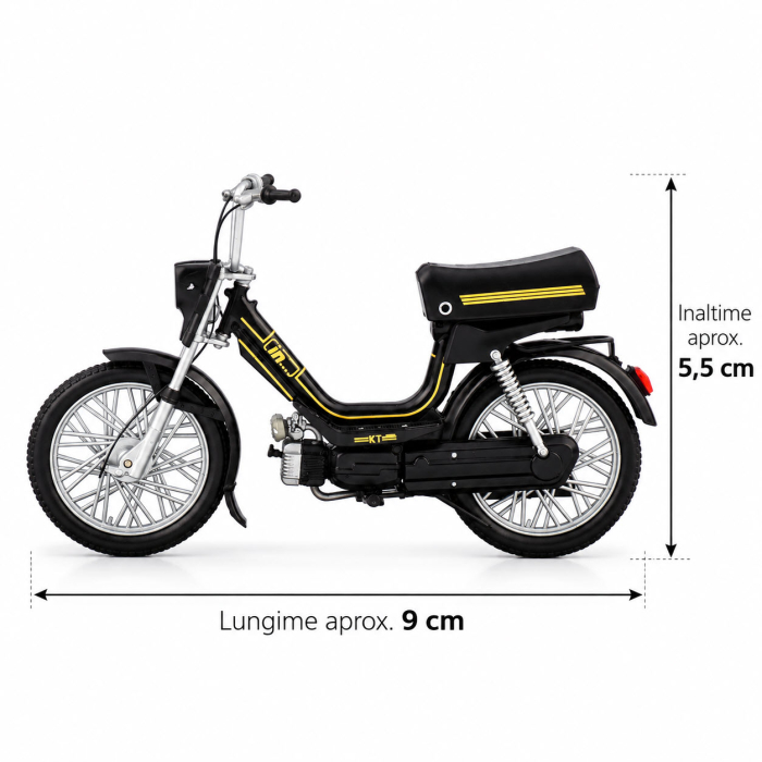 Macheta Moto Malanca In KT Negru cu Accente Galbene, Scara 1:18, Leo Models [3]