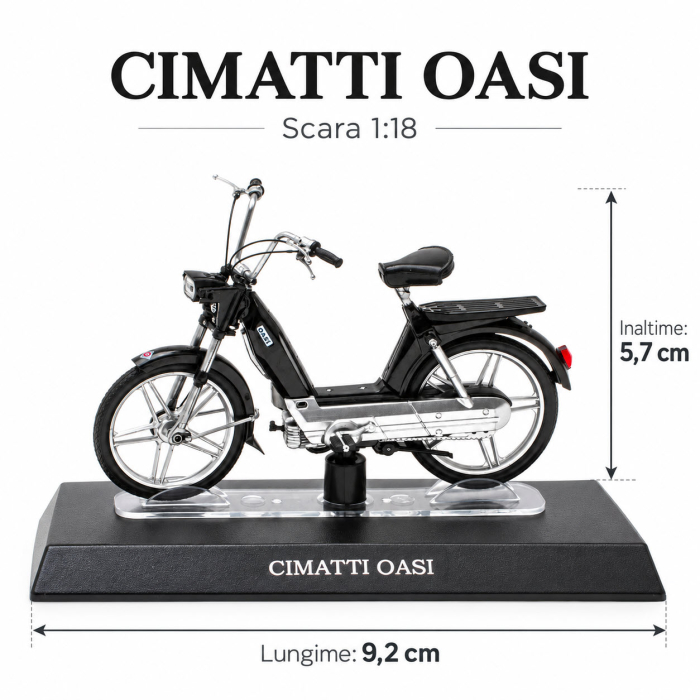 Macheta Moto Retro Cimatti Oasi, negru, scara 1:18, Leo Models, Passione Motorini [2]