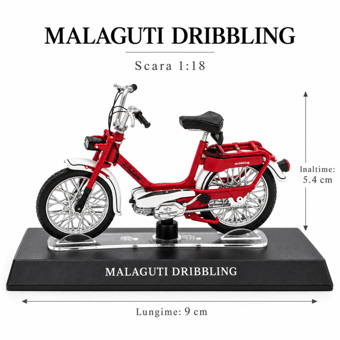 Macheta Moto Retro Malaguti Dribbling 1970, rosu, scara 1:18, Leo Models, Passione Motorini [2]