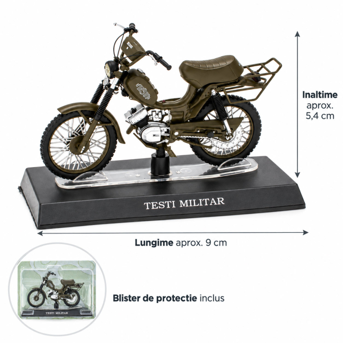 Macheta Moto Retro Testi Militar 1974, maro kaki, scara 1:18, Leo Models, Passione Motorini [2]