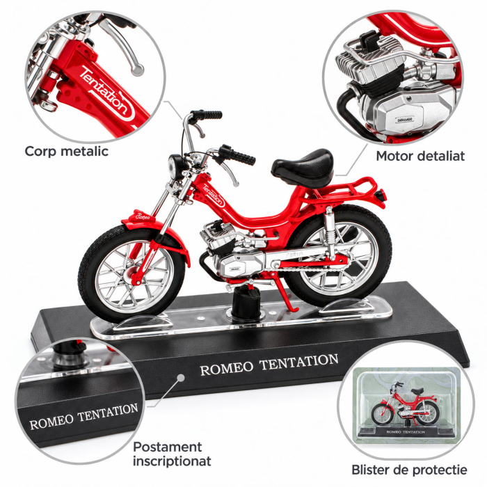 Macheta Moto Romeo Tentation, rosu, scara 1:18, Leo Models, Passione Motorini [4]