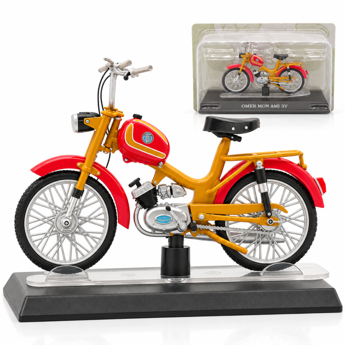 Macheta Moto Vintage Omer Mon Ami 3V Rosu/Galben, scara 1:18, Leo Models, Passione Motorini [1]