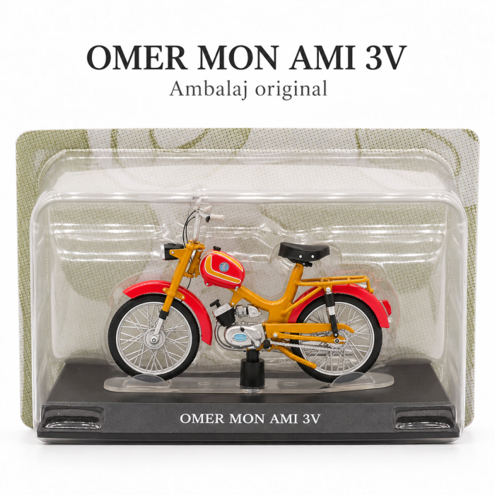 Macheta Moto Vintage Omer Mon Ami 3V Rosu/Galben, scara 1:18, Leo Models, Passione Motorini [7]