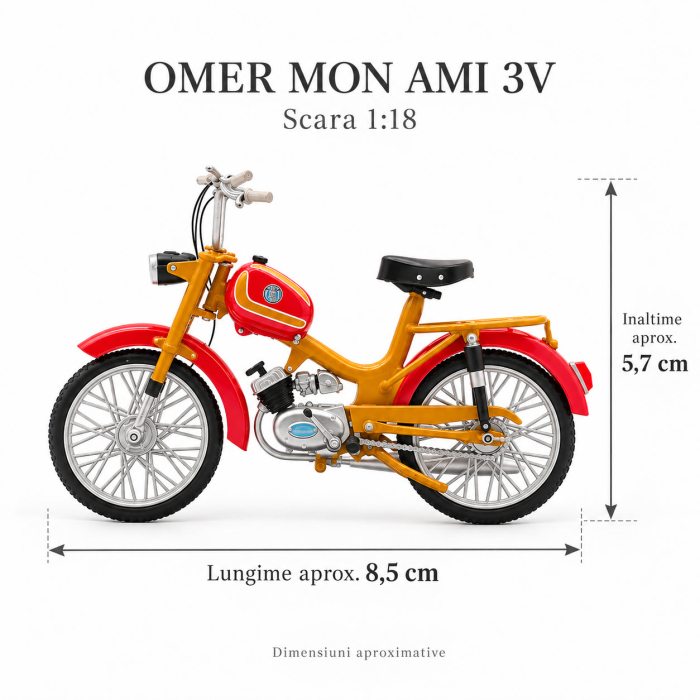 Macheta Moto Vintage Omer Mon Ami 3V Rosu/Galben, scara 1:18, Leo Models, Passione Motorini [2]