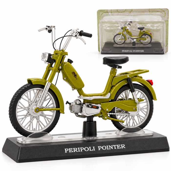Macheta Moto Vintage Peripoli Pointer, verde masliniu, scara 1:18, Leo Models, Passione Motorini [1]