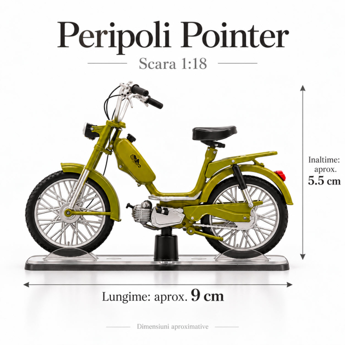 Macheta Moto Vintage Peripoli Pointer, verde masliniu, scara 1:18, Leo Models, Passione Motorini [2]