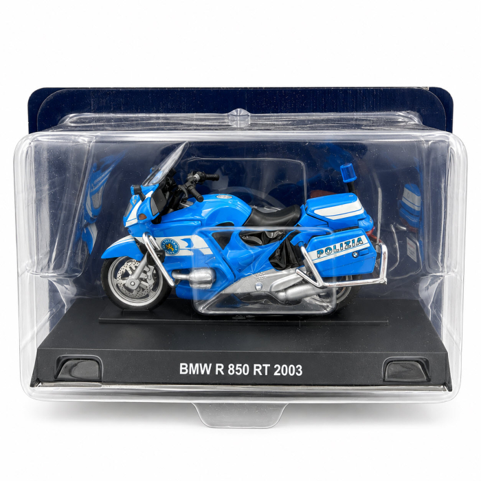 Macheta motocicleta BMW R 850 RT 2003 Polizia Italia, albastra, scara 1:24, Atlas [6]