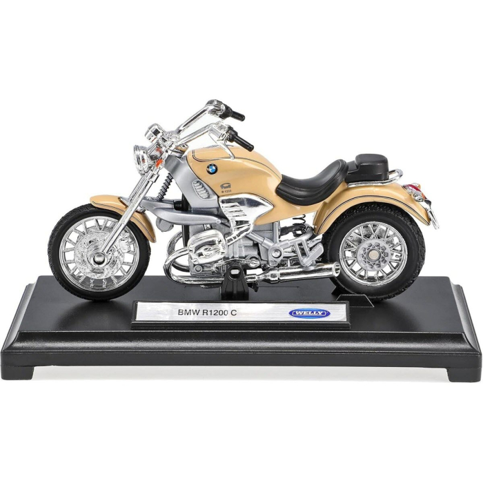 Macheta motocicleta BMW R1200C 2004 scara 1:18 crem Welly, ghidon mobil, suspensie functionala [2]
