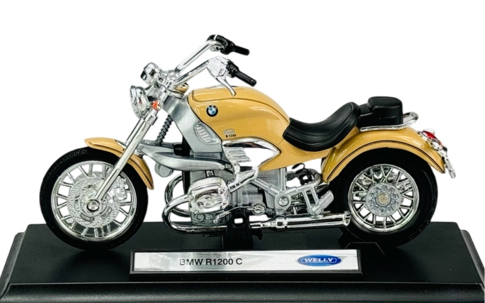 Macheta motocicleta BMW R1200C 2004 scara 1:18 crem Welly, ghidon mobil, suspensie functionala [5]